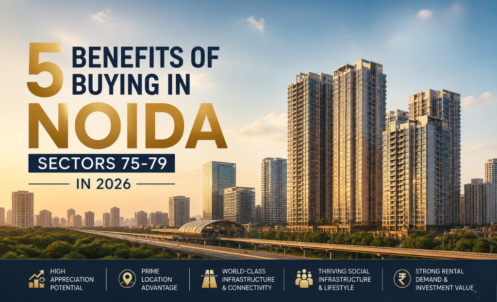 Residential towers and green spaces in Noida Sectors 75-79