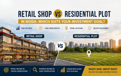 Comparison of a Noida retail arcade and a residential plot in a planned sector