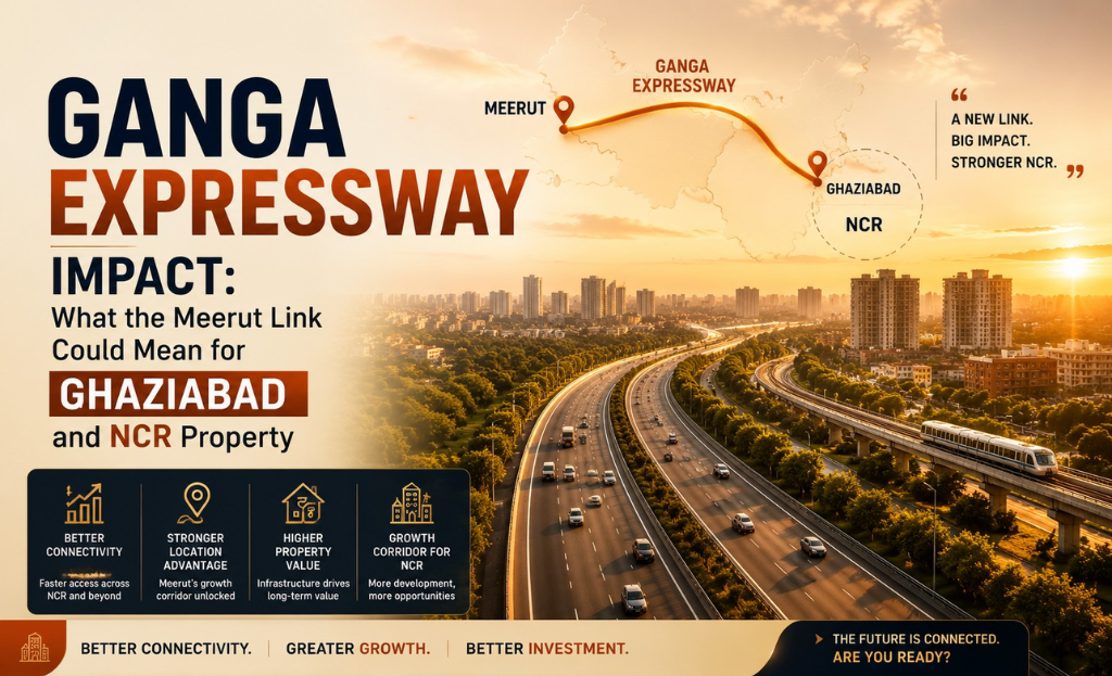 Aerial view of an expressway corridor linking Meerut and the Delhi NCR region
